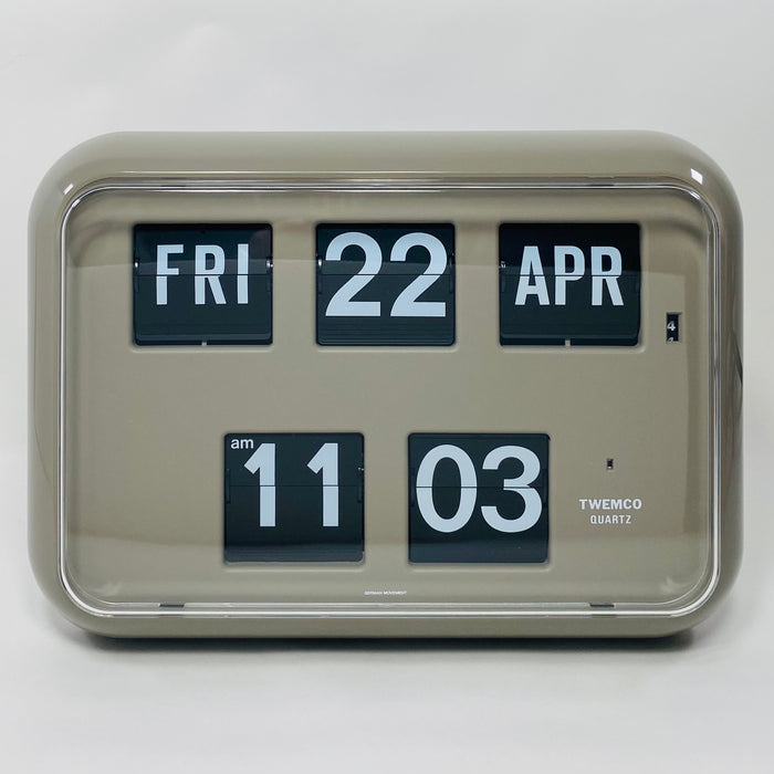 TWEMCO Calendar Flip Wall Clock QD-35 Grey