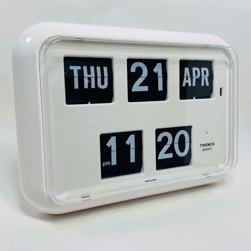 TWEMCO Calendar Flip Wall Clock QD-35 White